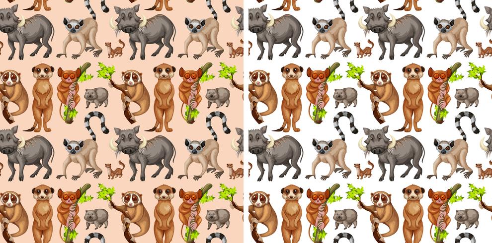 Seamless background with wild animals vector