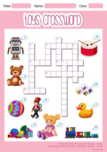 A cute toys crossword template vector