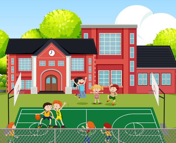 Bambini Che Giocano A Basket Scarica Immagini Vettoriali