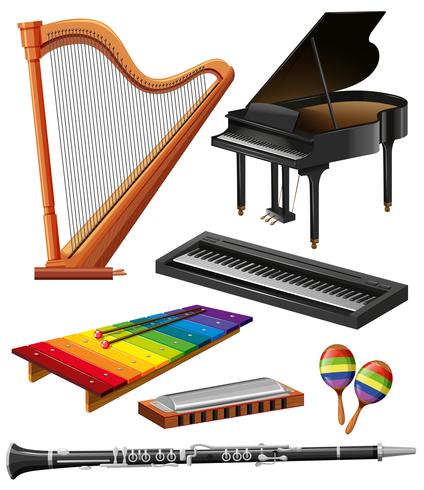 Different kind of musical instruments vector