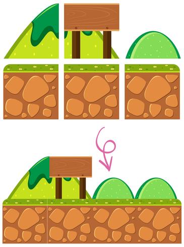 Una plantilla de juego de escena de montaña vector