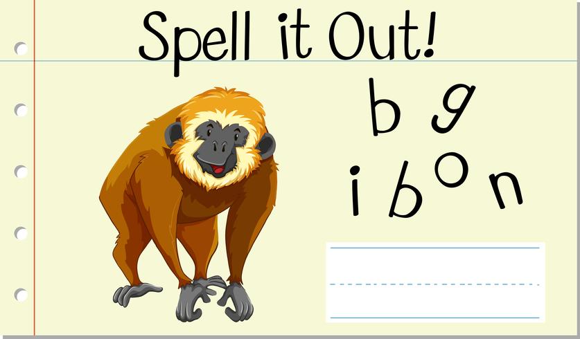 Spell it out gibbon vector