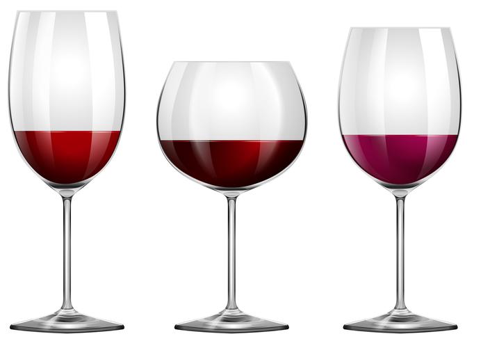 Tres tamaños de copas de vino. vector