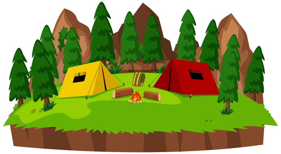 Isolated campsite on white background vector