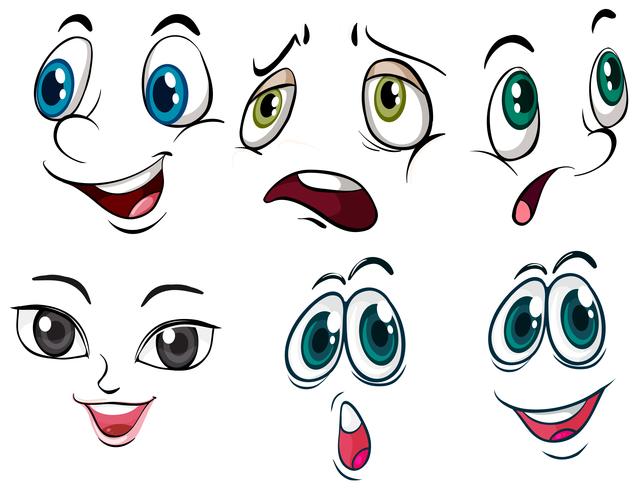 Diferentes expresiones faciales vector