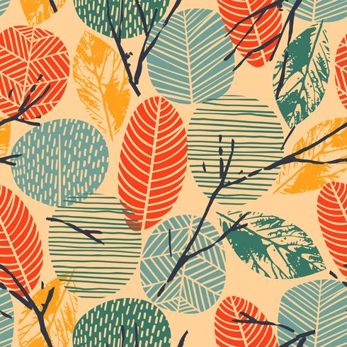 Abstract autumn seamless pattern with trees. Vector background for various surface.