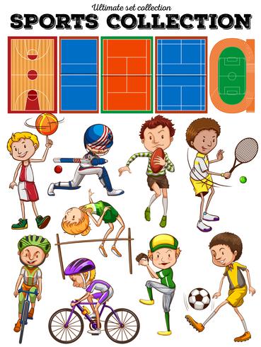 Diferentes tipos de deportes y canchas. vector