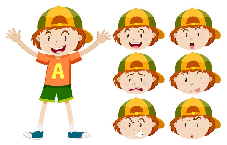 Little boy with different facial expressions vector