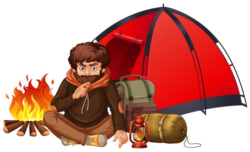 A Man Camping on White Background - Download Free Vector Art, Stock Graphics & Images