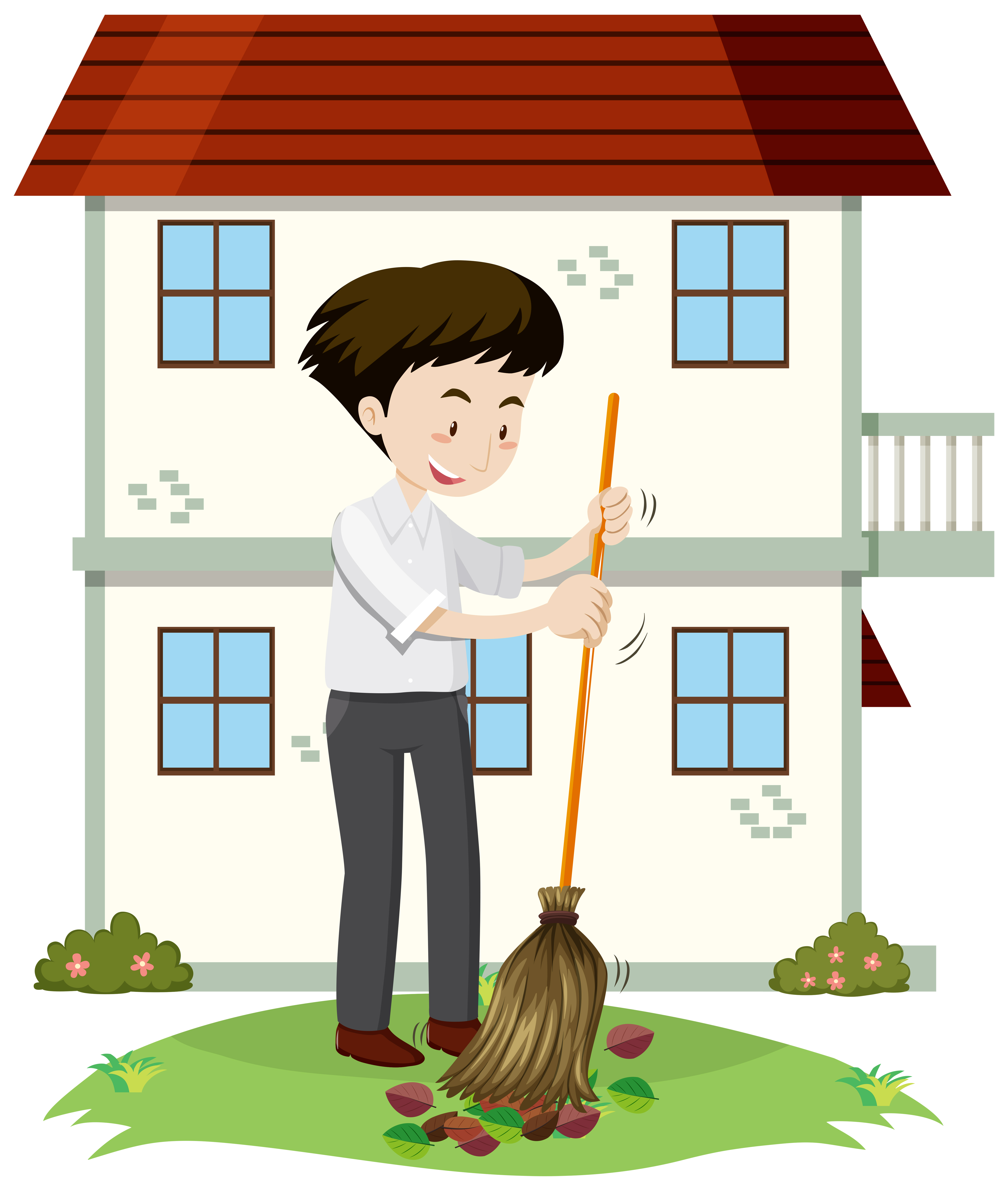 A Man Cleaning Front Yard - Download Free Vectors, Clipart ...