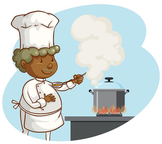 A Professional Chef Cooking on White Background vector