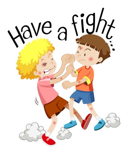 Two boys fighting with phrase have a fight vector