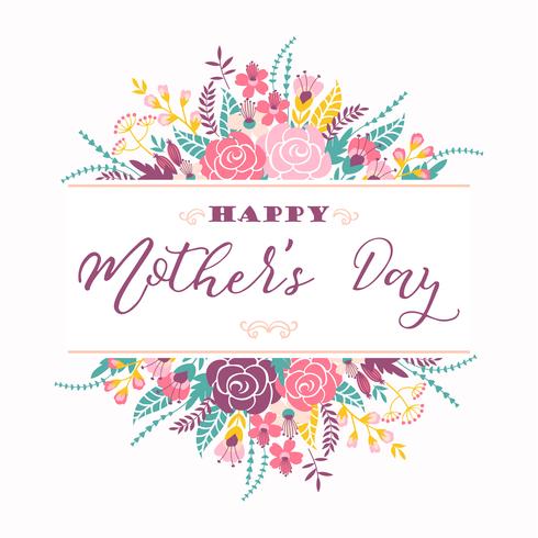 Happy Mothers Day lettering greeting card with Flowers. 296090 Vector ...