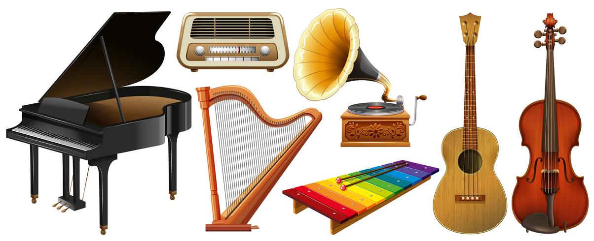 Different types of classical music instruments vector