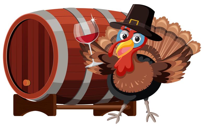 Thanksgiving turkey with wine glass - Download Free Vector Art, Stock Graphics & Images