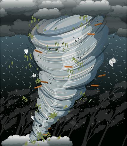 Un ciclón remolino en tormenta oscura vector