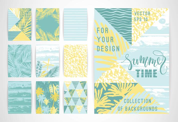 Set of summer background templates. vector