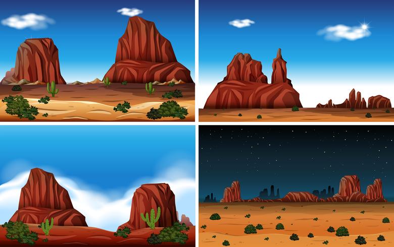 Rock montaña y escena del desierto vector