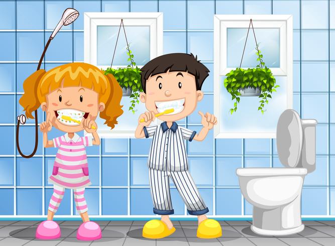 Children brushing the teeth vector