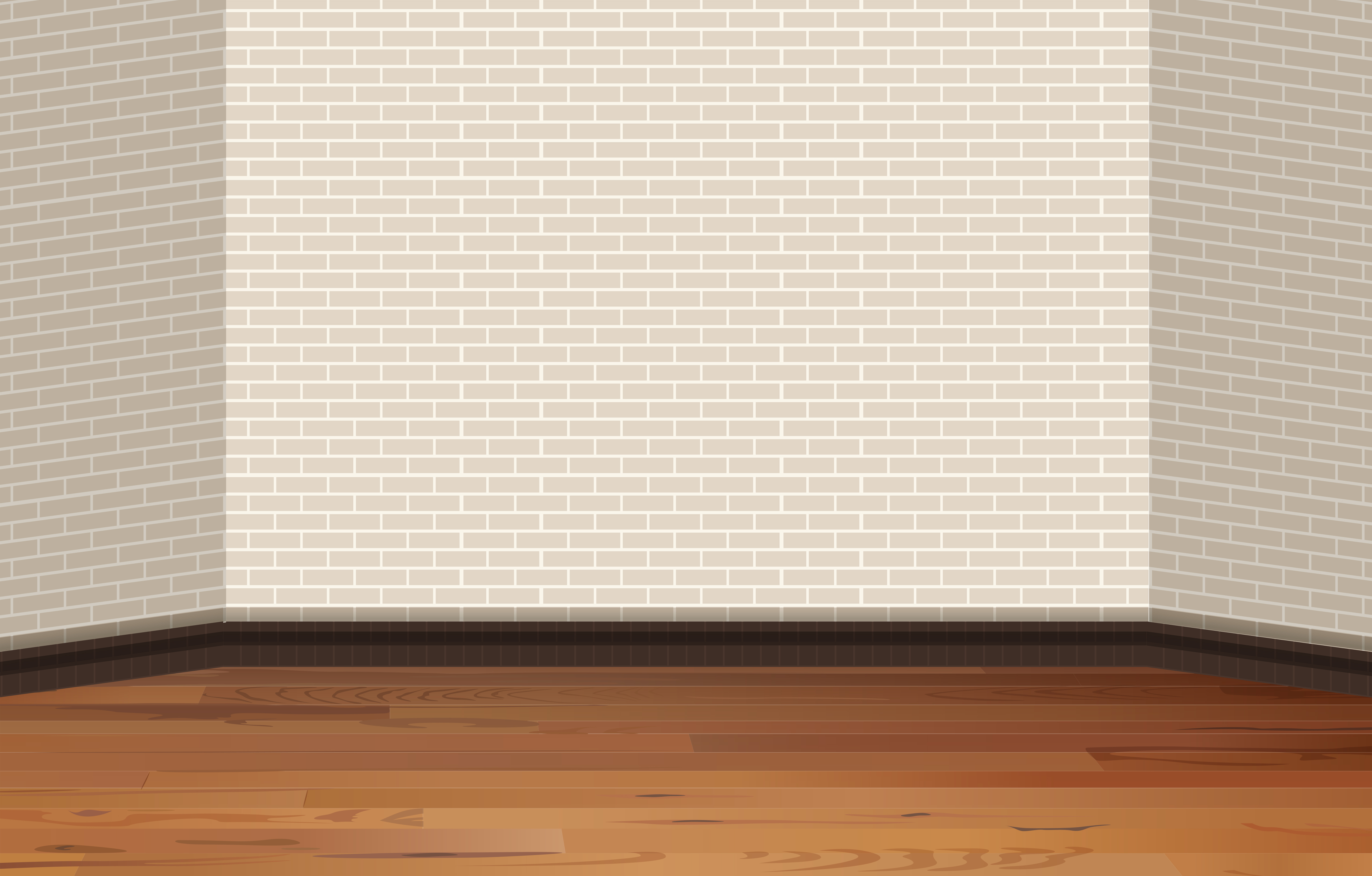 Pared de ladrillo y piso de madera. - Descargar Vectores Gratis