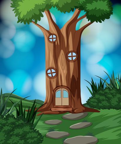 A tree house in nature vector