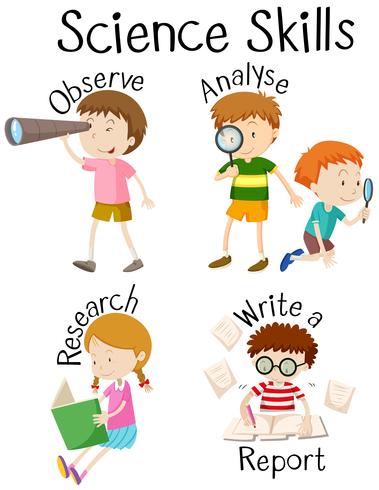 Children and different science skills vector