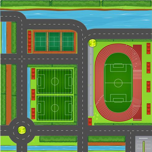 Sporting complex aerial view vector