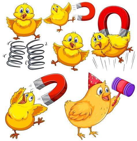 Chicks in series of crazy actions vector