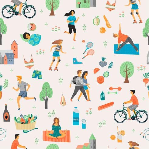 Healthy lifestyle. Seamless pattern. vector
