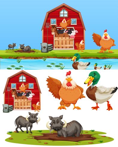 Conjunto de elementos de granja vector