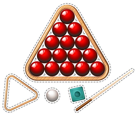 Pool set with red balls and stick vector