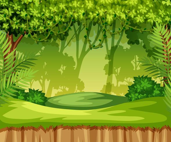 Escena de paisaje de selva verde vector