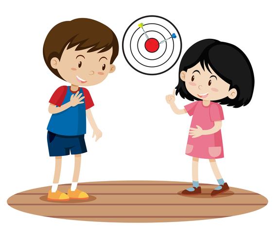 Children Playing Dart Game vector