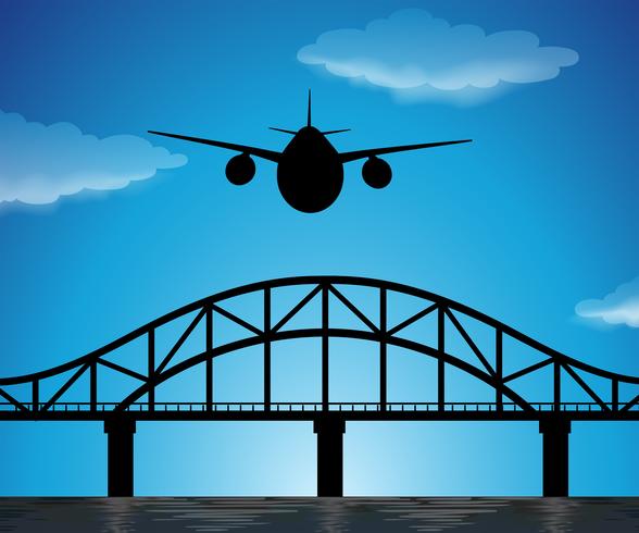 Silhouette scene with airplane flying in blue sky - Download Free Vector Art, Stock Graphics & Images