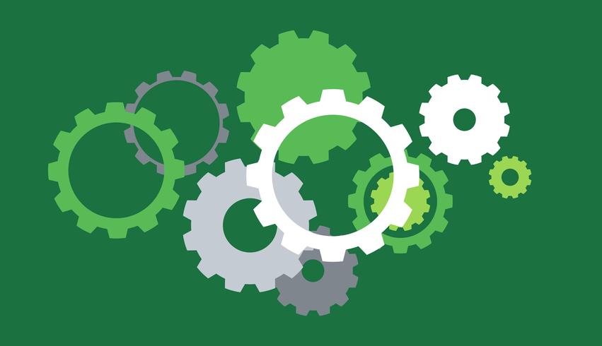 Background template with gears on green vector