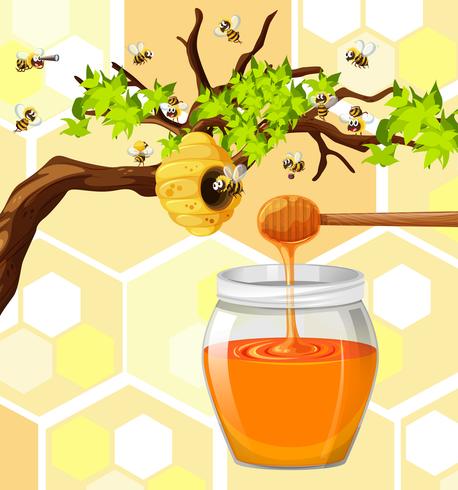 Bees flying around beehive vector