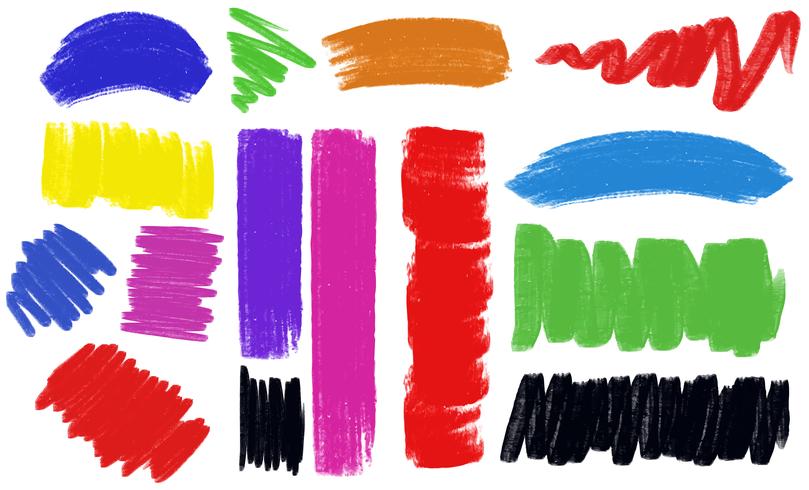 Different brush strokes in many colors vector