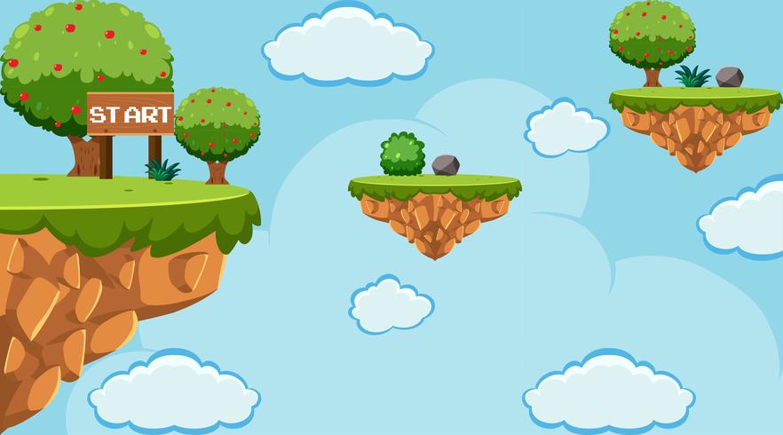 Saltar plantilla de juego en el cielo vector