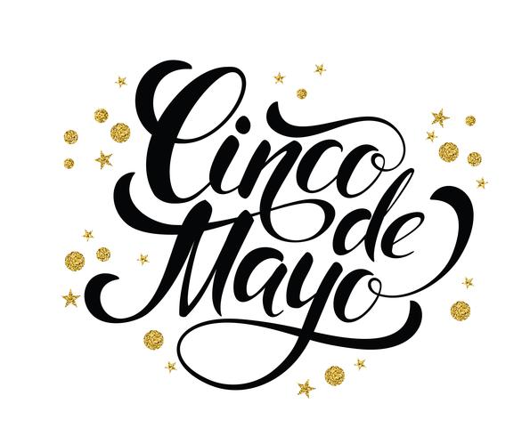 Diseño de letras brillantes del Cinco de Mayo. vector