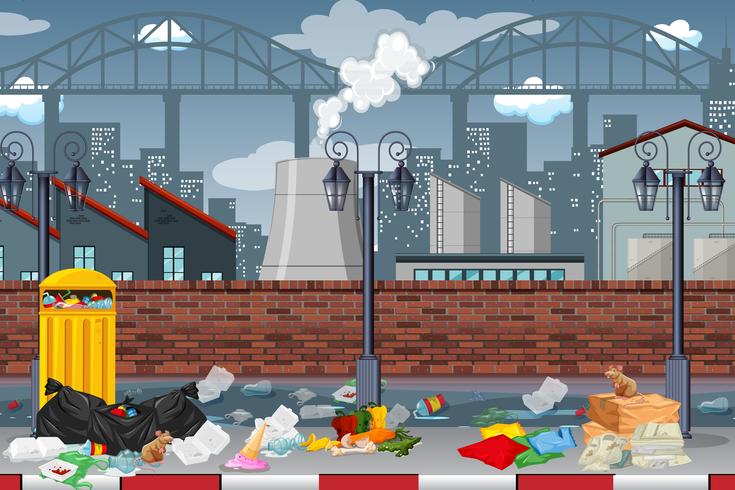 Pollution in factory town vector