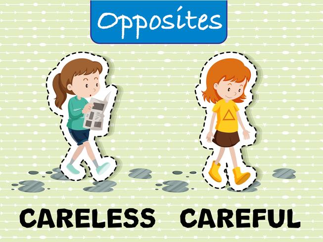 Careless and Careful Opposite Words vector