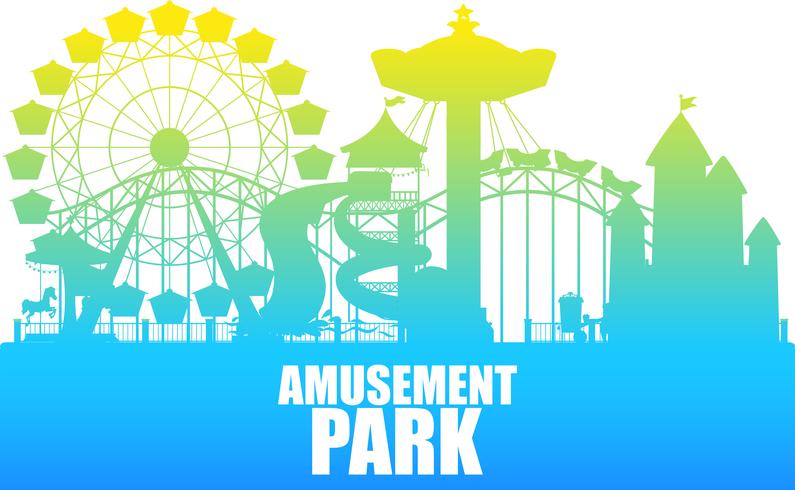 A colour silhouette amusement park template vector