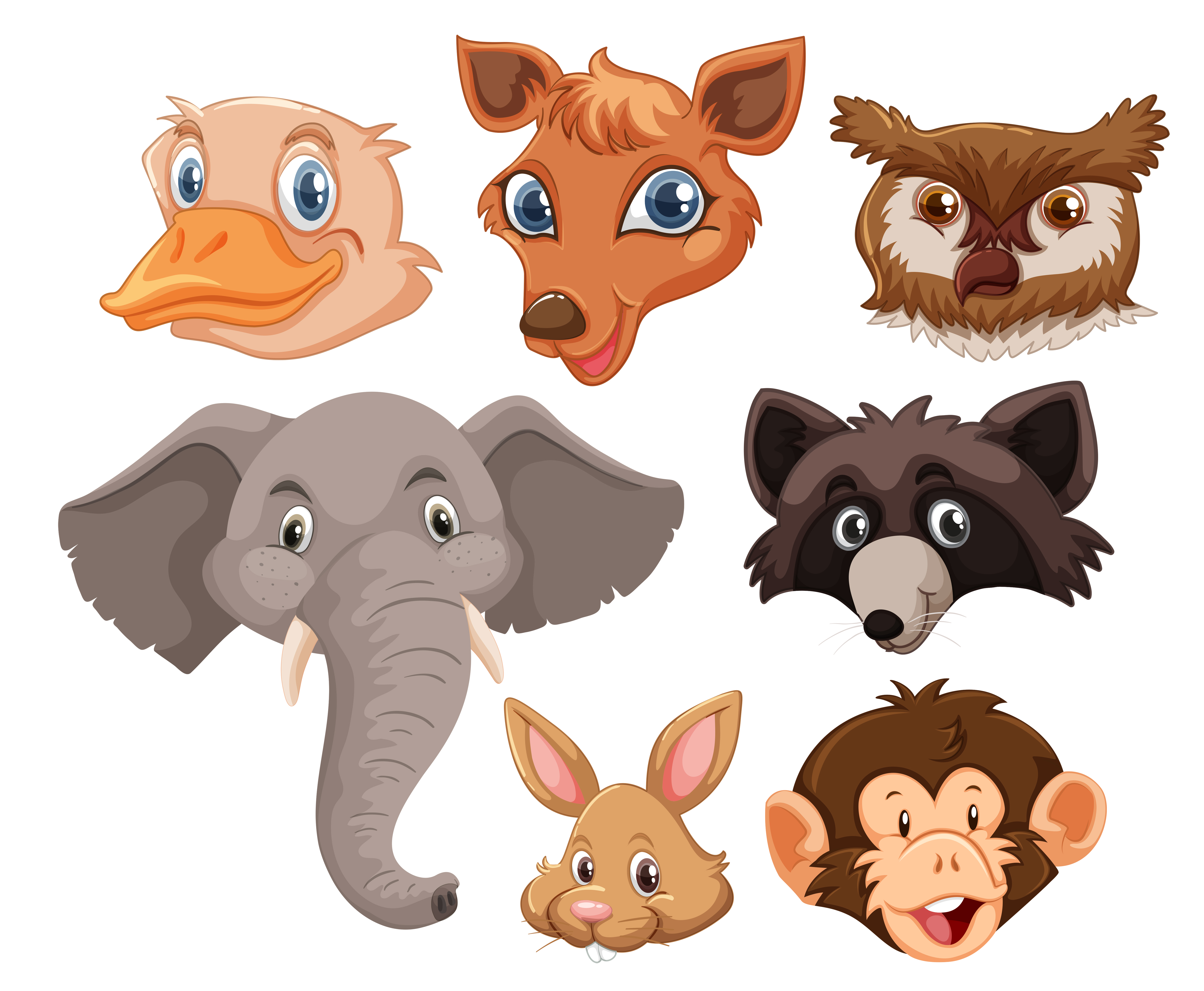 Download Set of wild animals head - Download Free Vectors, Clipart Graphics & Vector Art