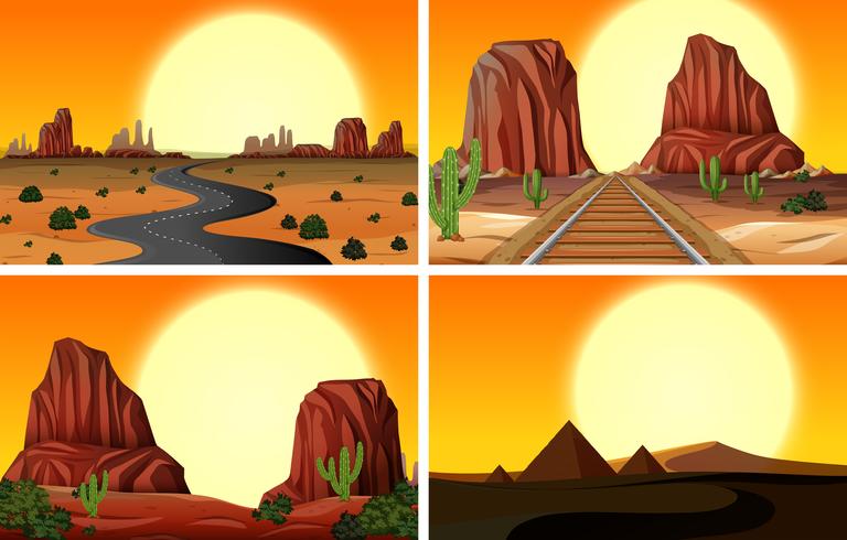 A Set of Desert Landscape vector