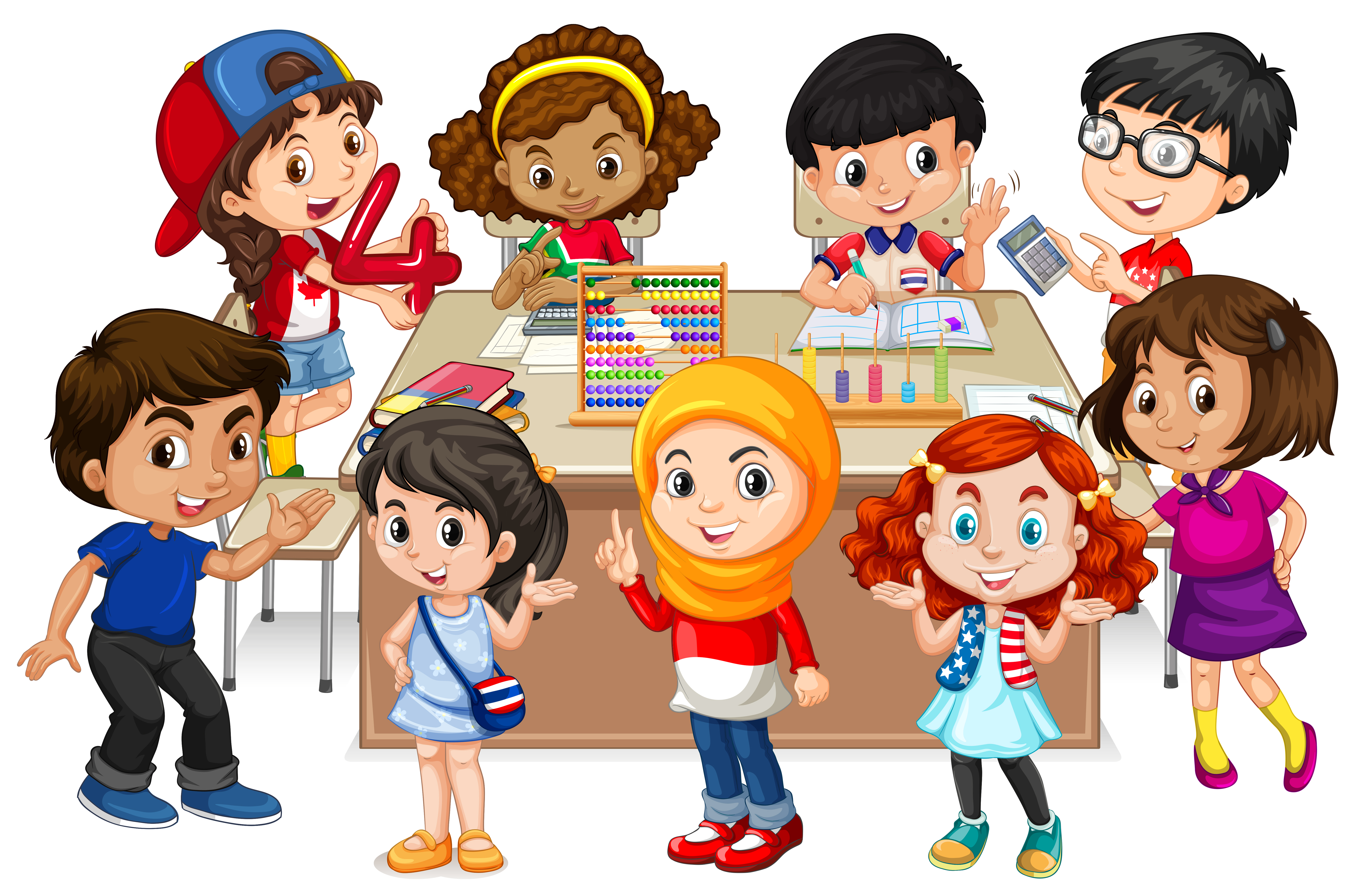 Many kids learning math in classroom 296491 Vector Art at Vecteezy