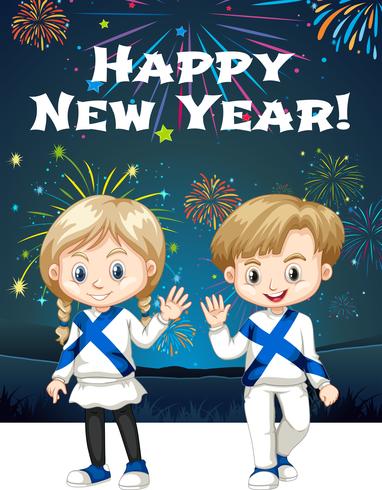 New Year poster with happy children waving hands - Download Free Vector Art, Stock Graphics & Images