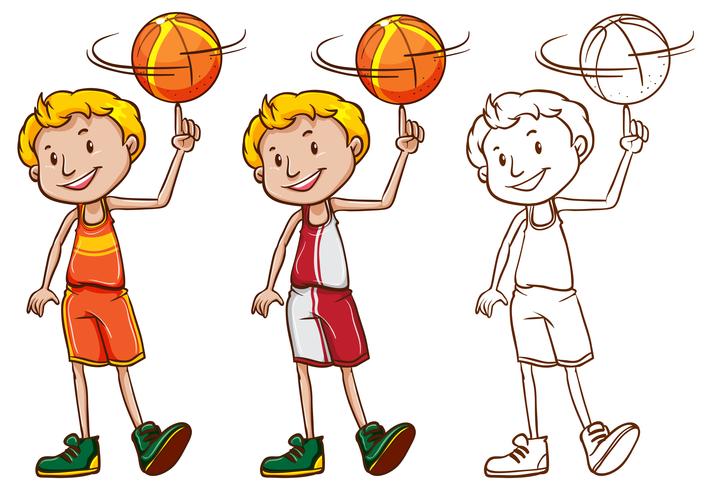 Drafting character for basketball player vector