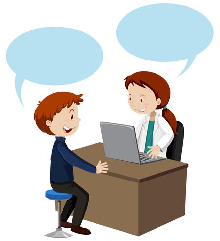 Doctor Talking with Patient with Buble Speech vector