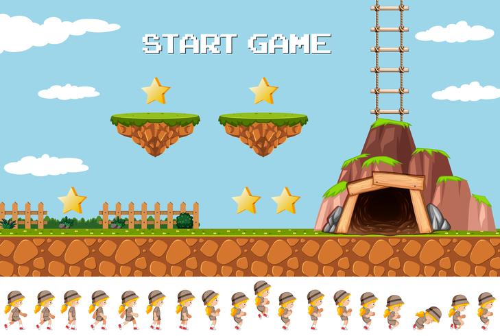 A jumping game template vector