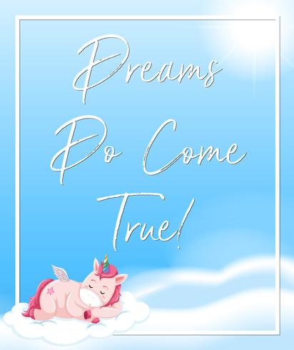 Unicorn on sky template vector